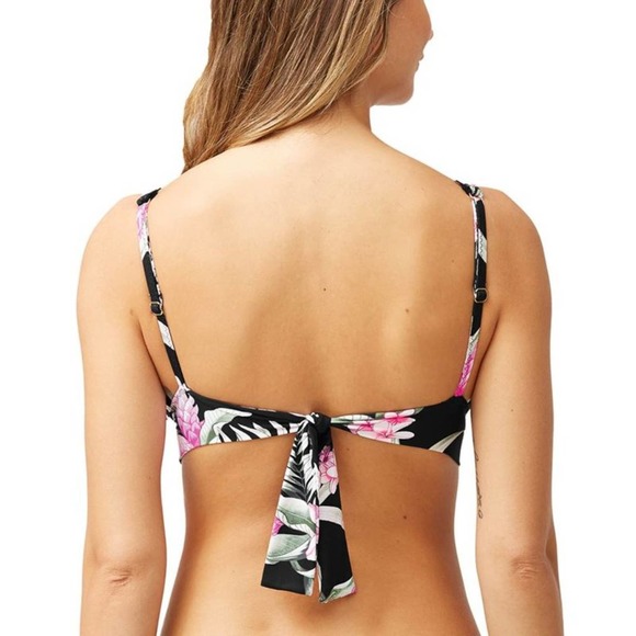 Tommy Bahama Ginger Flowers Over The Shoulder Reversible Bra Bikini Top in Black - Picture 2 of 7